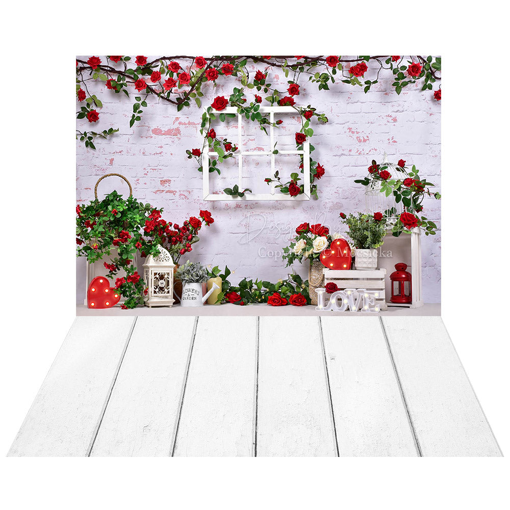 Avezano Wall of Roses 2 pcs Valentine's Day Set Backdrop-AVEZANO